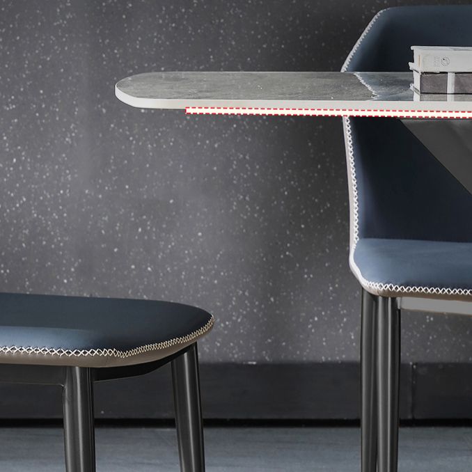 Conjunto de comedor estándar gris contemporáneo forma rectangular de piedra sinterizada juego de comidas para cocina