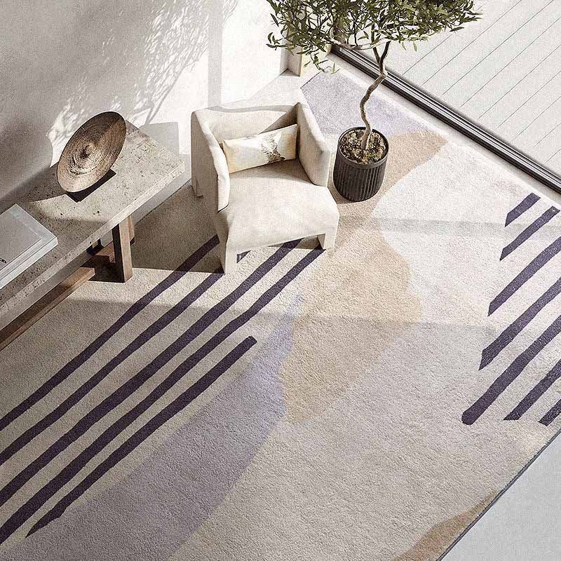 Minimalist Carpet Funky Stripe Print Indoor Rug Washable Polyester Non-Slip Carpet for Home Decor