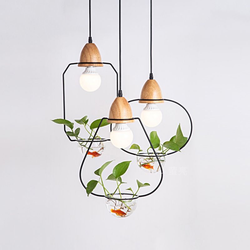 Noordse stijl hangend licht met glazen plantenkweekgerecht Creative hanglamp (zonder planten)
