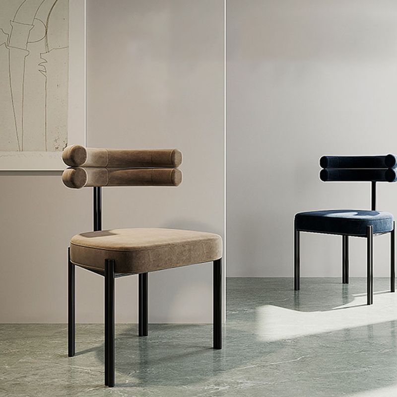 Scandinavian Style Upholstered Side Chairs Open Back Dining Side Armless Chair