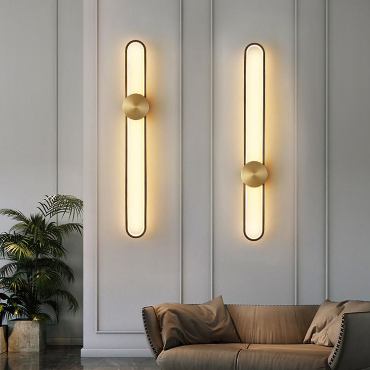 Oval Wall Lighting Fixture Modern Style LED Metal Wall Mounted Lighting for Living Room