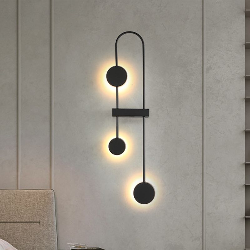 Black/Gold Arched Sconce Minimalism 3 Heads Metal LED Wall Mounted Light Fixture, Warm/White Light