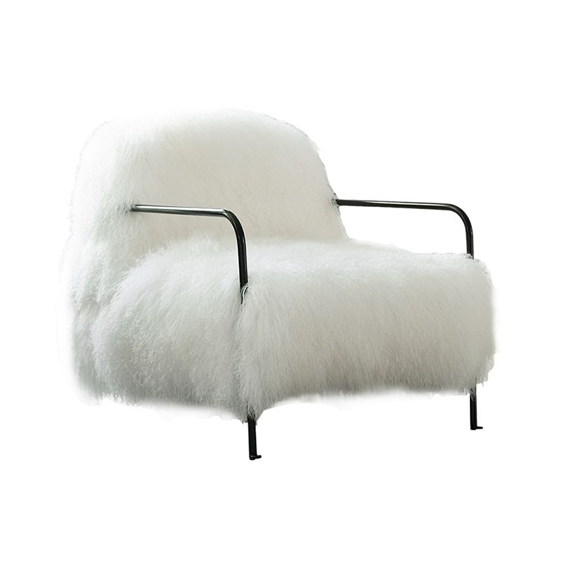 Contemporary 29.52 " Height White Wool Arm Chair for Bedroom