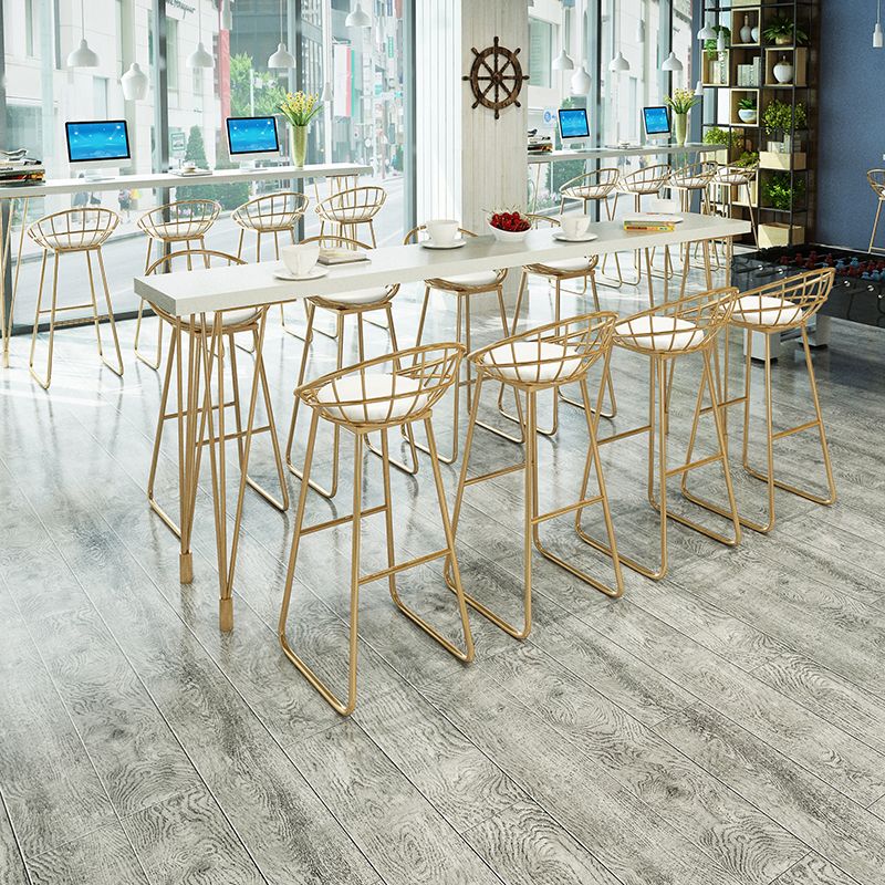 Rectangle Gold Legs Counter Set 1/2/5/9 Pieces Wood Glam Indoor Pub Table Set