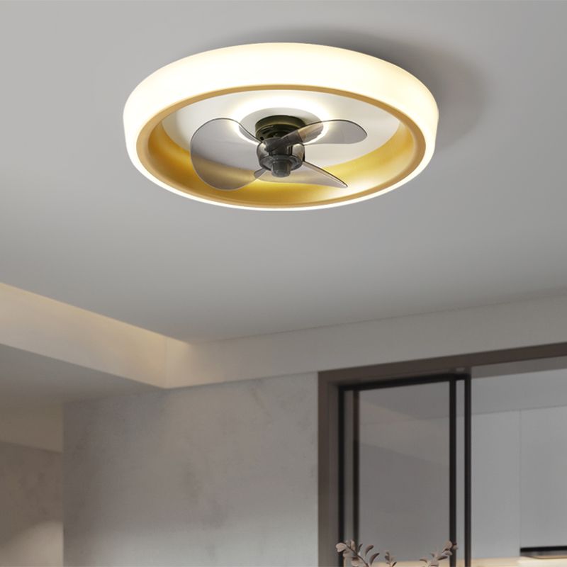 Fernbedienungssteuerungs -LED -Deckenlüfter Macaron Acryl Schlafzimmer Halbflush -Halterung Lampe