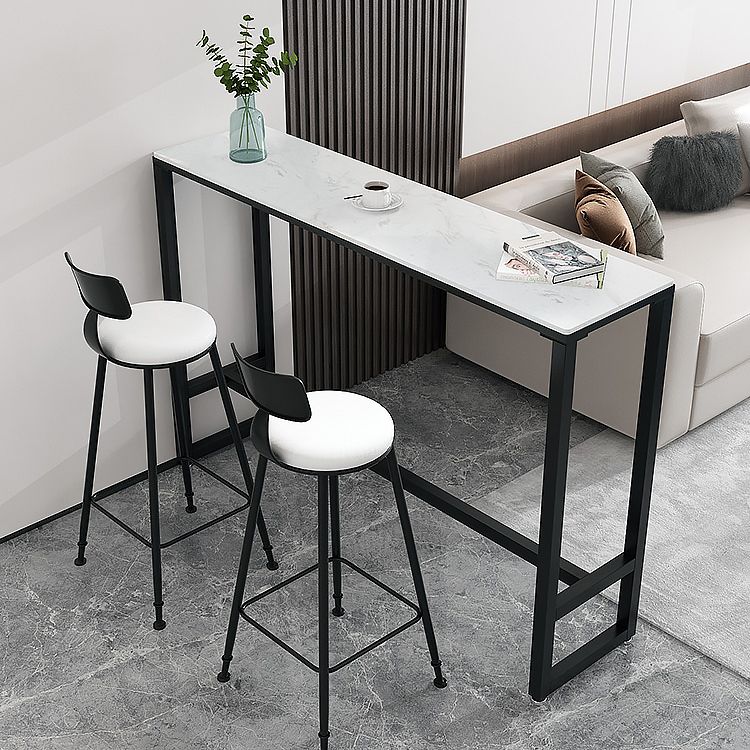 Modern Low Back Dining Stools Round Armless Bar Stools with Footrest