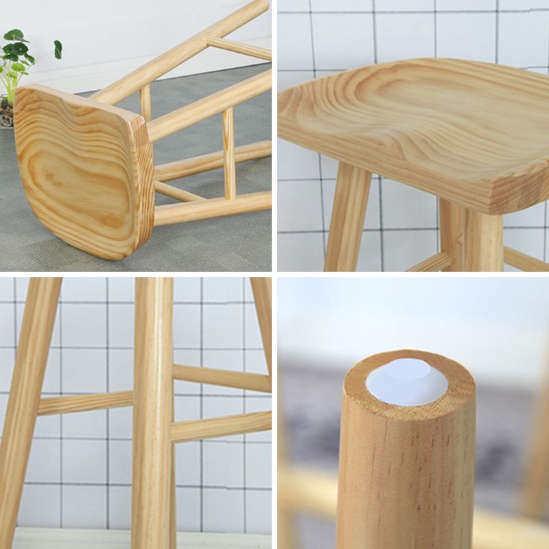 Modern Solid Wood Counter Stools Backless Contoured Seat Bar Stool for Shop