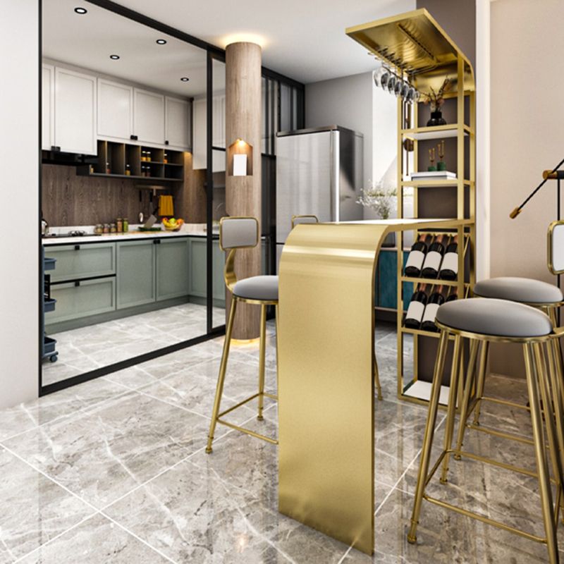 Contemporary Style Rectangle Bar Table Stone Bar Height Table with Storage