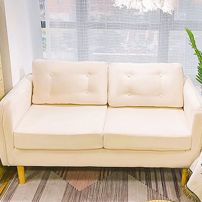Contemporary Cotton Blend Tufted Slipcovered Sofa with Square Arm