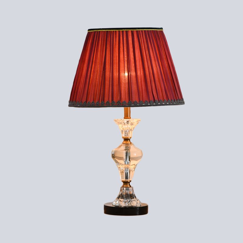 1 lampe de table de la tête de la tête moderniste rouge / bleu Lumière avec une teinte en tissu conique