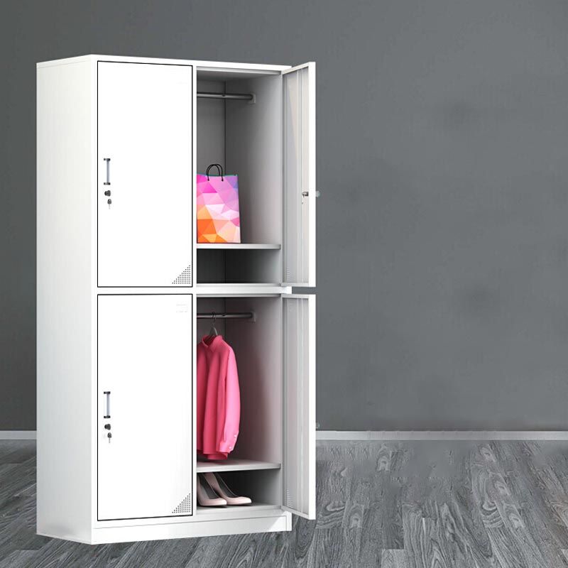 Modern White Storage Cabinet with Hinged Door Metal Cabinet for Bathroom