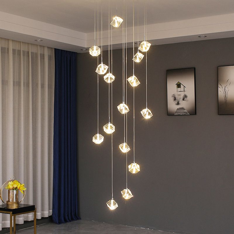 Crystal Silver LED hanglamp in moderne luxe stijl roestvrijstalen vierkante hangende lamp