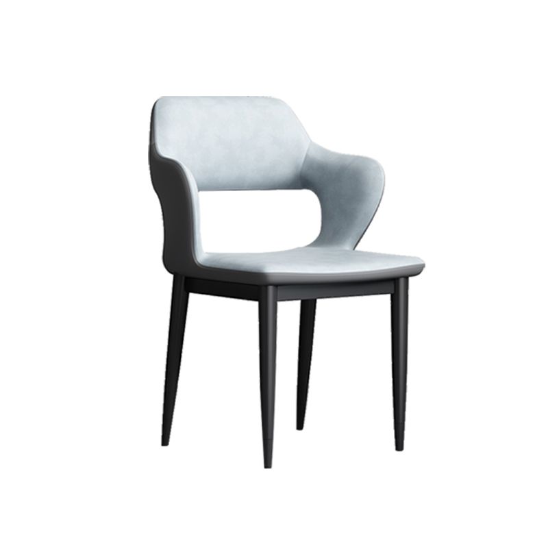 Modern Open Back Side Chair Leather Upholstered Armless Dining Chair with Metal Base