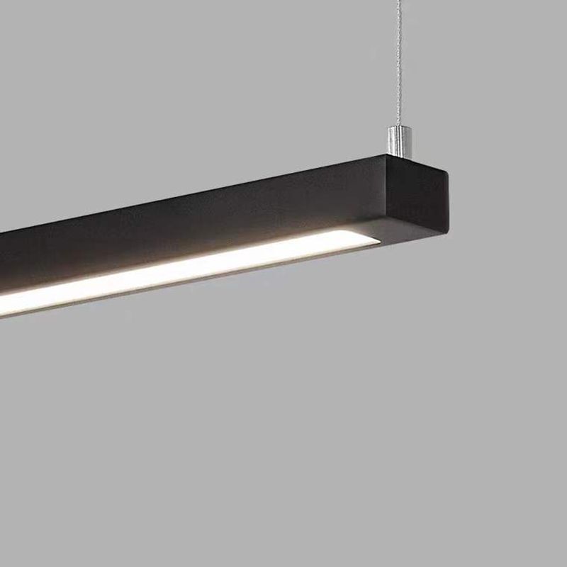 Modern Chandelier Linear Island Light Fixture 1 Light Metal Island Pendant Lights in Black