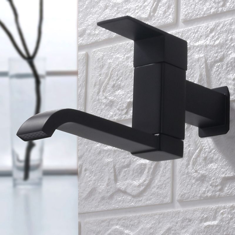 Contemporary Wall Mounted Bathroom Faucet Lever Handles Low Arc Rotatable Brass Faucet
