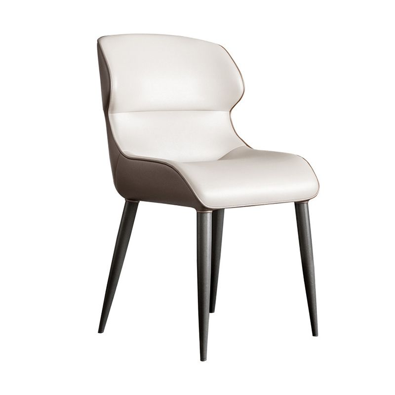 Modern Style Arm Side Chairs Faux Leather Chair with Metal Legs for Kitchen
