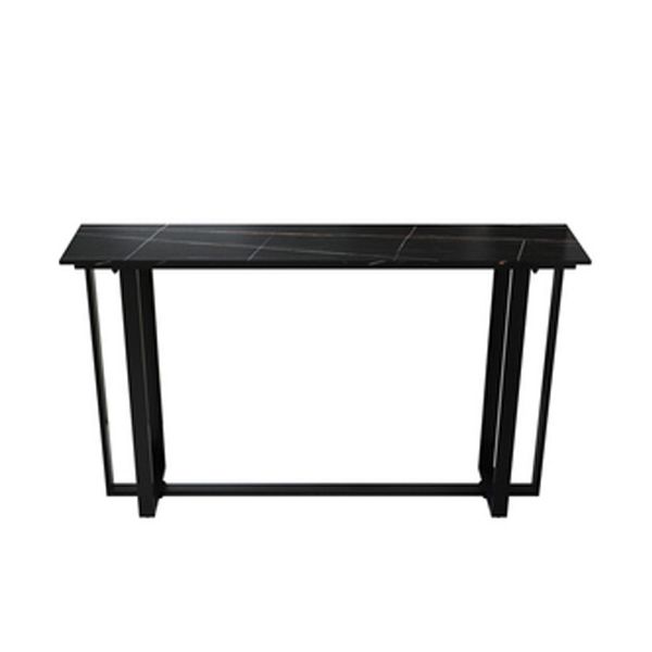 Rectangle Bar Dining Table Contemporary Bar Dining Table with Trestle Base in Black