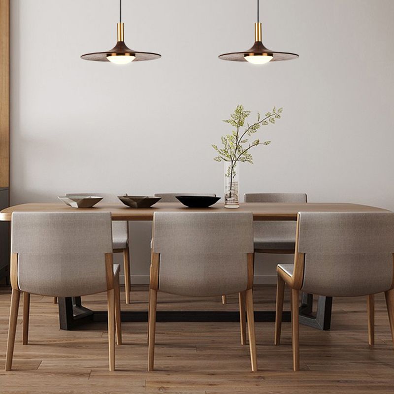 Braune Anhänger Beleuchtungsrichtung moderne Kegelform aus Walnussholz hängende Licht