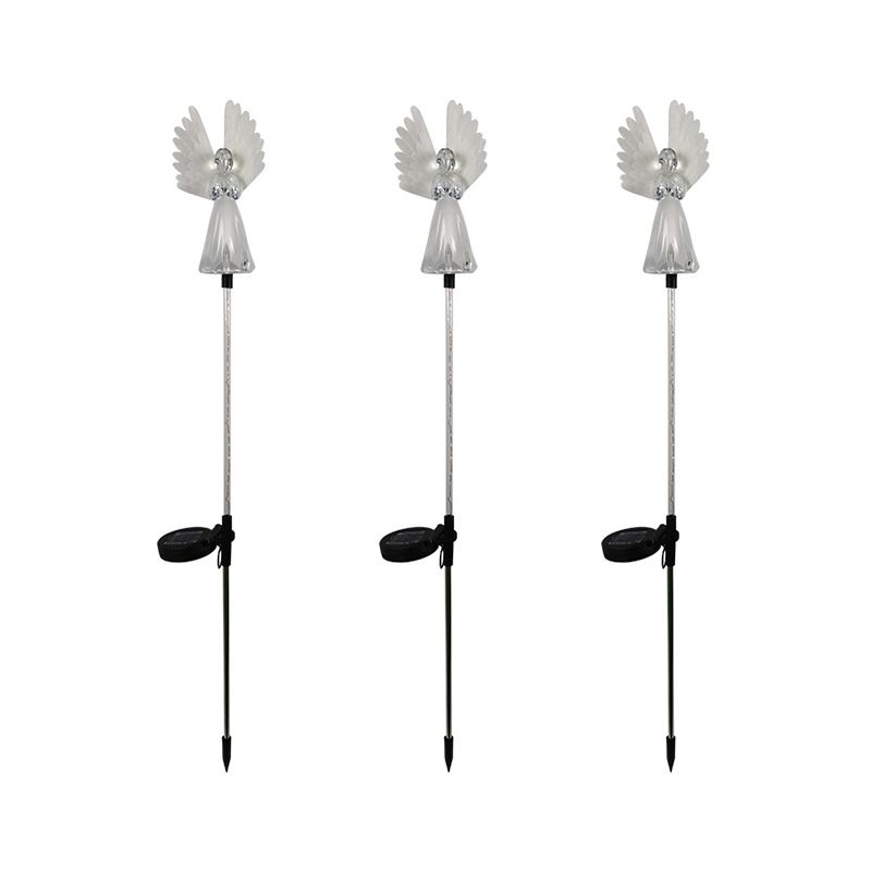 Plastic Angel Solar Ground Lighting Modern White LED Landscape Light for Backyard