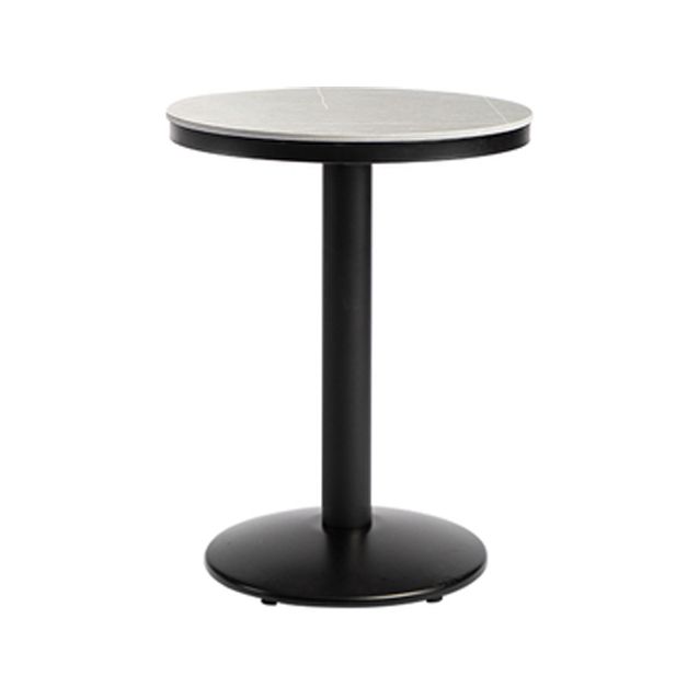 Industrial Gray Bar Table Faux Marble White 21.6" Round Top Bistro Table for Cafe