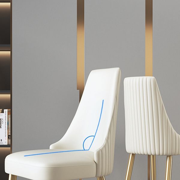 Silla sin brazos de comedor de cuero sintético Glam, silla de comedor de metal para uso doméstico
