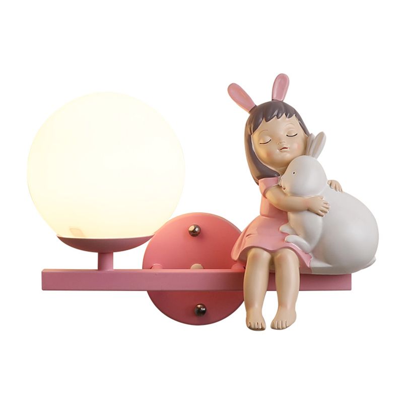 Modern Metal Wall Sconce Ball Shape Wall Light with Glass Shade for Bedroom