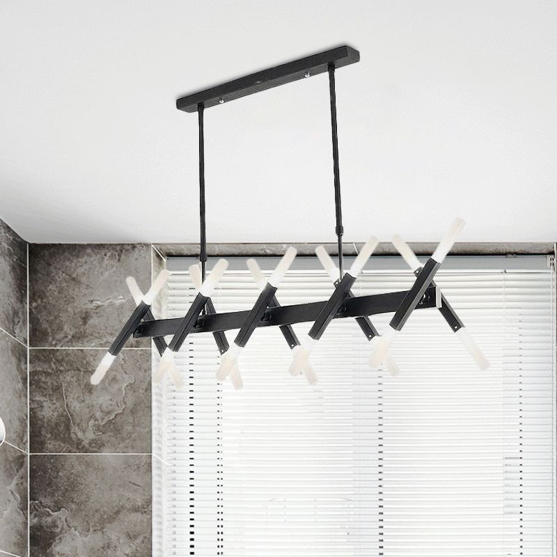 Acrylic Tube Island Pendant Modern 16/20 Lights Black/White/Gold Ceiling Pendant Light for Dining Room