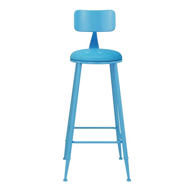 Nordic Armless Backrest Counter Stool Iron Balcony Bar Stool with Cushion and Pedal