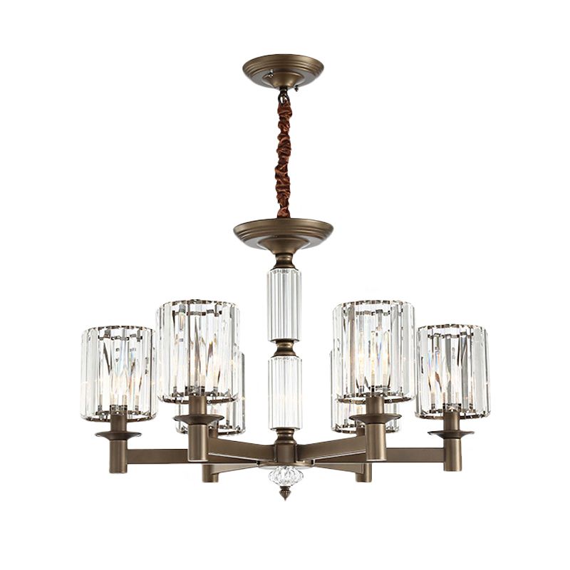 Traditionele cilindrische hanglamp LIMMTE FIMULUUR 6 KOPEN CRYSTAL HANDEN KRACHTENDER IN MESS