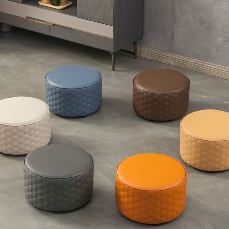 Genuine Leather Standard Stool Modern Minimalist Round Footrest