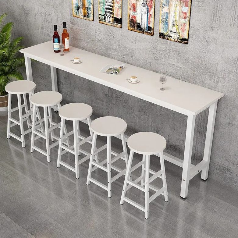 Contemporary Bar Table Rectangle Bar Dining Table with Trestle Base