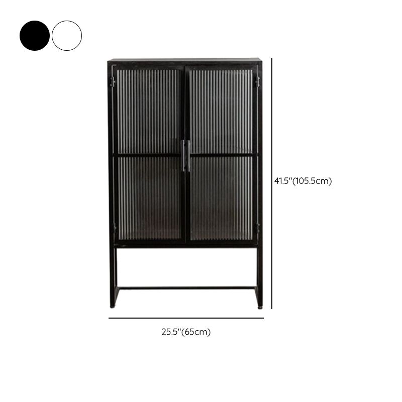 Contemporary Curio Cabinet Metal Glass Doors Buffet Cabinet for Dining Room