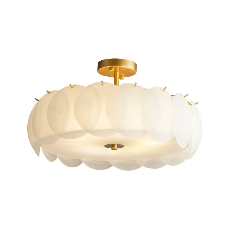 Bubble Float Semi Mount Lighting Modern Glass Semi Flush Ceiling Light in White