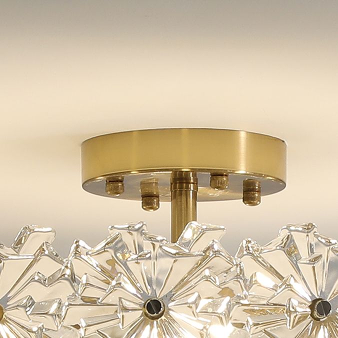 Drum Shape Flush Ceiling Lights Modern Style Glass 6/8 Lights Flush Mount Fixture in Clear