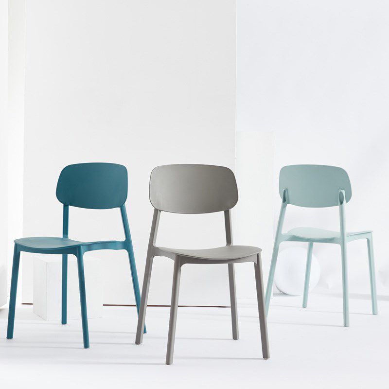 Scandinavian Plastic Patio Dining Side Chair Open Back Stacking Side Chair