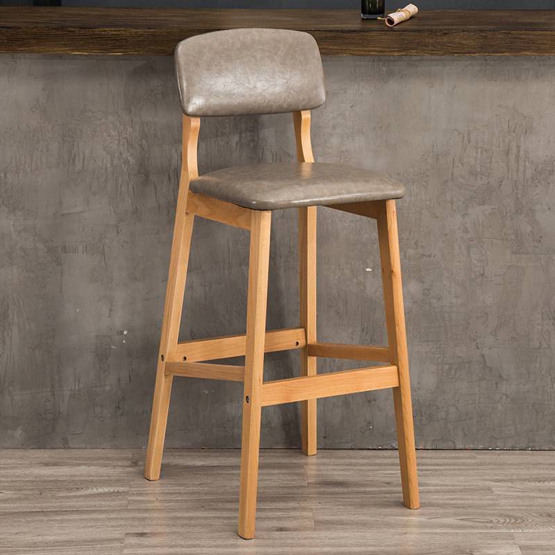 Industrial Style Bar-stool Square Seat Counter Bar Stool with Wooden Legs