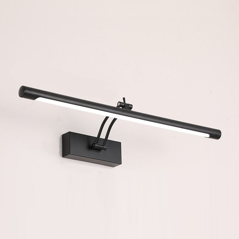 Metal Linear Wall Sconce Modern 1-Light Mirror Wall Mounted Light Fixture in Black Finish
