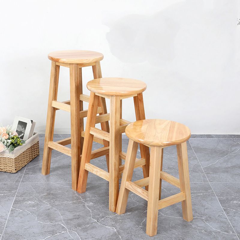 Industrial Armless Counter High Stool Solid Wood Backless Cafe Bar Stool with 4 Legs