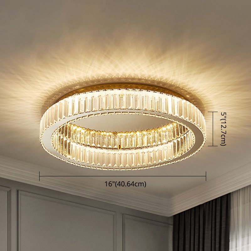 Circle Flush Mount Ceiling Light Fixtures Modern Crystal Ceiling Mount Chandelier for Living Room