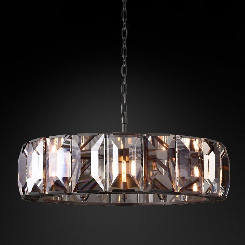 Modern Style Drum Shaped Chandelier Clear Crystal Chandelier for Bedroom