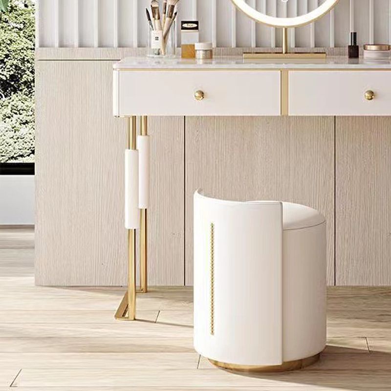 Glam Make-up Vanity with 2 Storage Drawers White Wood Vanity Set, 15.74" Wide
