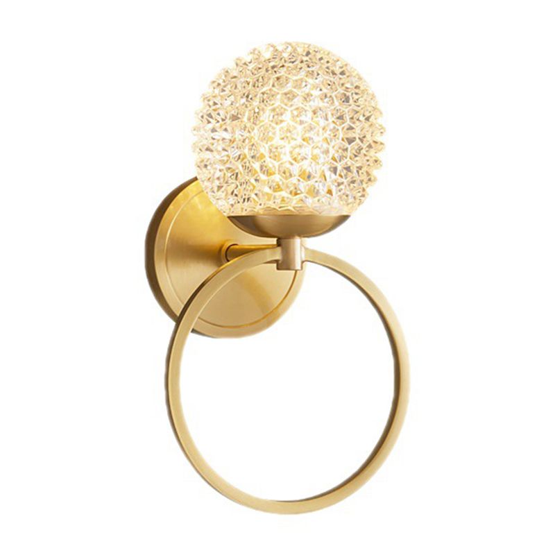 Brass and Crystal 1 - Light Wall Armed Sconce Globe Shade Wall Light in Gold