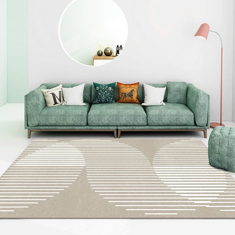 Apricot Abstract Indoor Carpet Polyester Minimalist Rug Anti-Split for Home Decoration