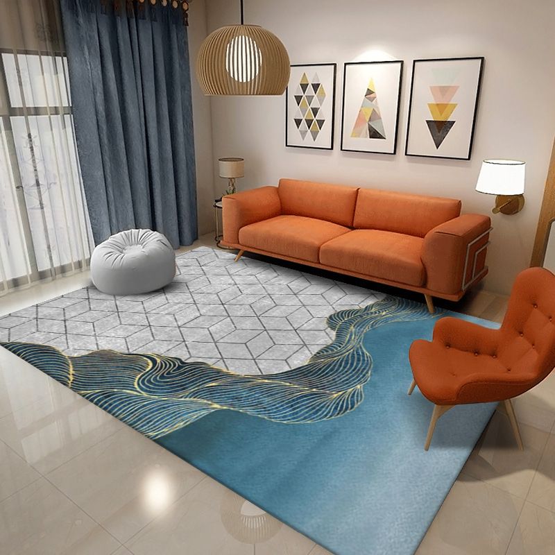 Zwart modern tapijt polyester patroon tapijt wasbaar tapijt voor woningdecoratie