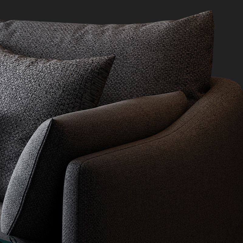 Modern 3/4-seater Fabric Sofa & Chaise Grey Slipcovered Sectional