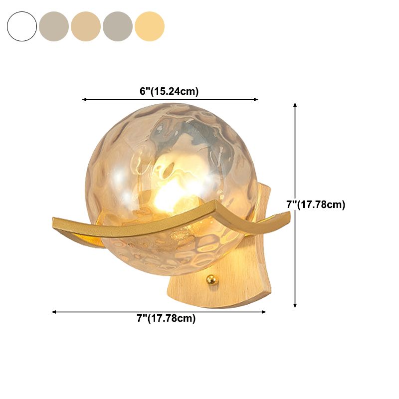Modern Style Spherical Shape Wall Sconce Glass 1 Light Sconces for Bedroom