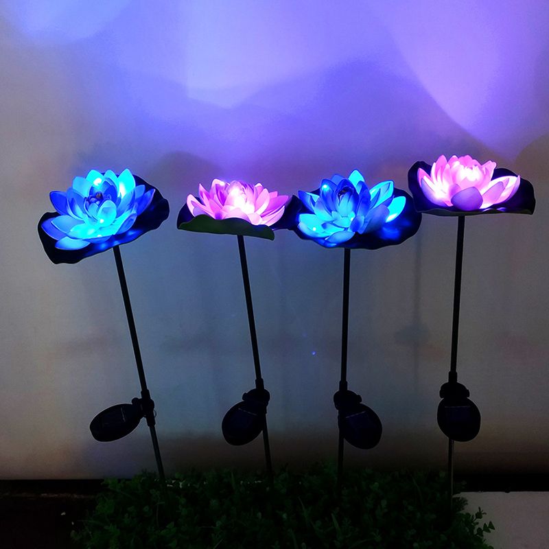 Lotus-Shaped LED Landscape Light Artistic Plastic Courtyard Solar Ground Lighting