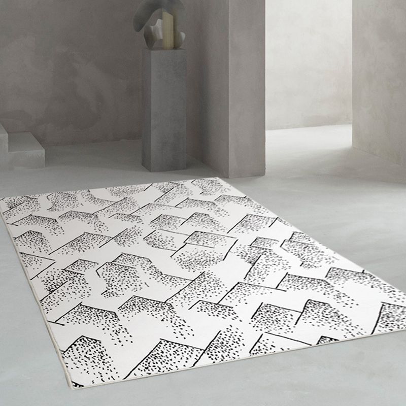 White Stripe Print Carpet Modern Polyester Area Rug Non-Slip Backing Rug for Home Decor