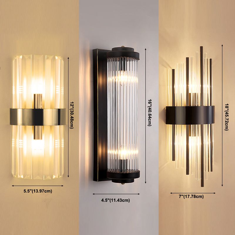 2 Lichter Wandleuchten mit klarem Kristallschatten postmoderner Stillicht für Schlafzimmer