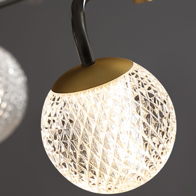 Contemporary Brass Glass Ball Chandelier Black Hanging Pendant for Bedroom